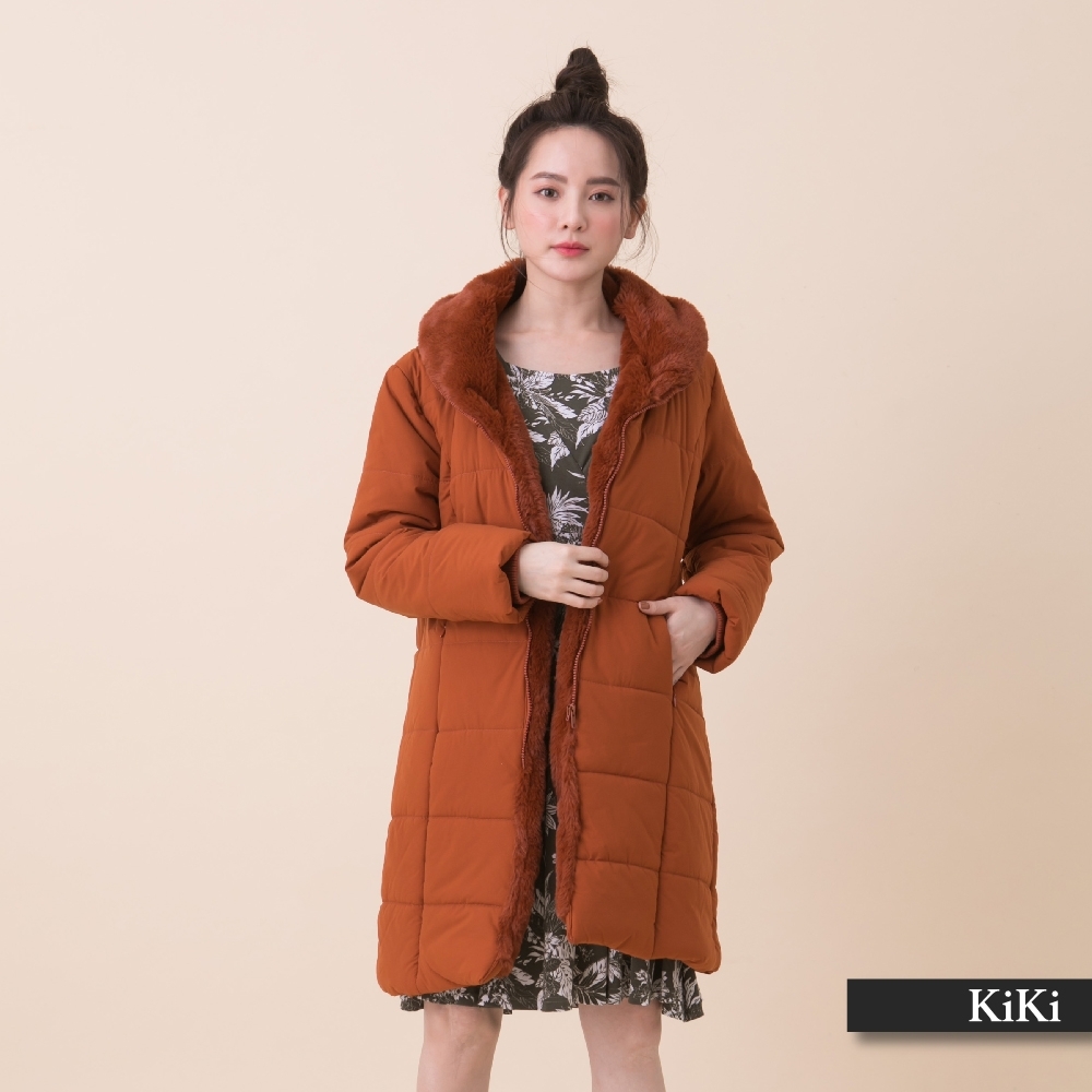 【KiKi】短毛絨內裡連帽拉鍊-外套(二色/版型顯瘦)
