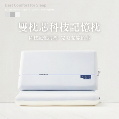 [買一送一]A-ONE 雙枕芯科技記憶枕(雙芯枕 夾芯枕 記憶枕)
