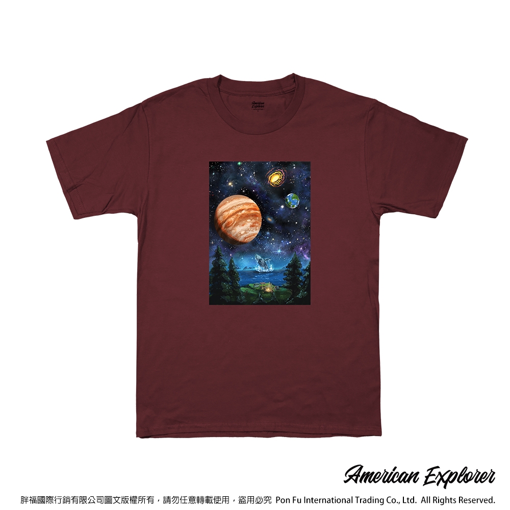 American Explorer 美國探險家 印花T恤(客製商品無法退換) 圓領 美國棉 圖案 T-Shirt 獨家設計款 棉質 短袖 (浩瀚銀河)