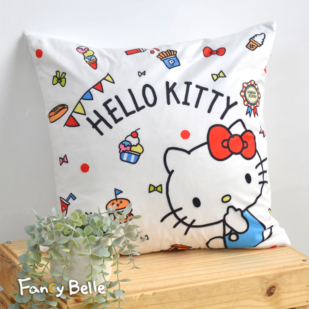 義大利Fancy Belle Sanrio-經典HELLO KITTY 麂皮靠墊 45*45CM