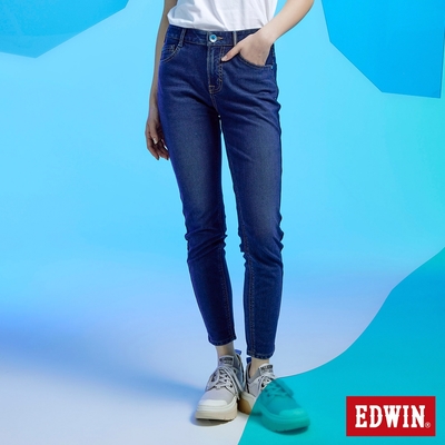 EDWIN JERSEYS 迦績 冰河玉永久涼感窄管直筒牛仔褲-女-中古藍