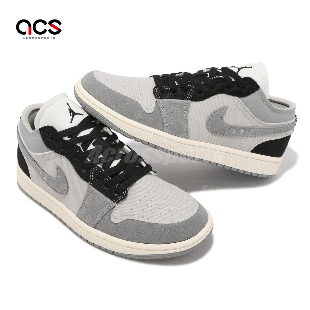 Nike Air Jordan 1 Low SE Craft 男鞋水泥灰黑AJ1 帆布DZ4135-002