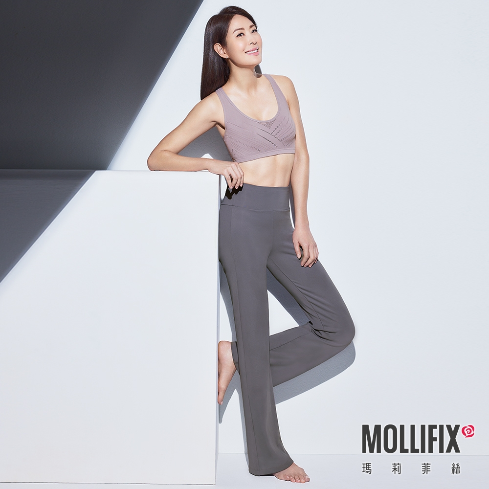 Mollifix 瑪莉菲絲 賈永婕代言_A++微V美背細肩帶包覆BRA、瑜珈服  (灰霧紫)