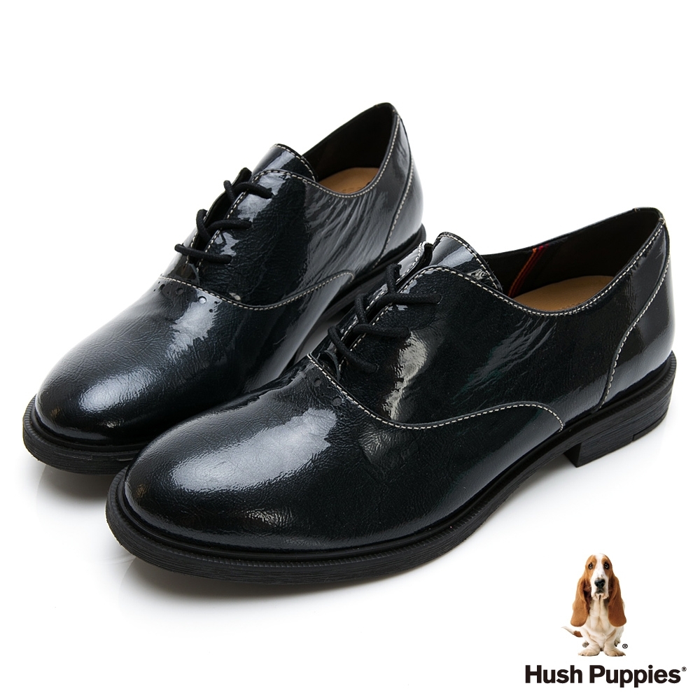 Hush Puppies Bailey 女牛津鞋-漆皮黑