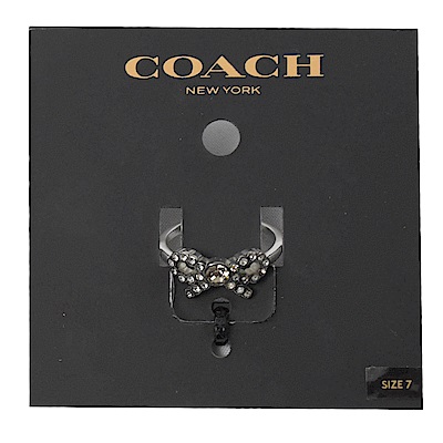 COACH 小水鑽蝴蝶結造型戒指(銀)