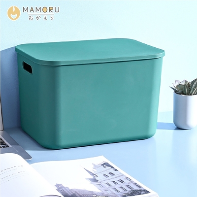 【MAMORU】撞色帶蓋收納盒-24L加高款-3入組 (收納箱 收納籃 居家用品 浴室收納 置物盒 儲物箱 整理箱 整理盒)