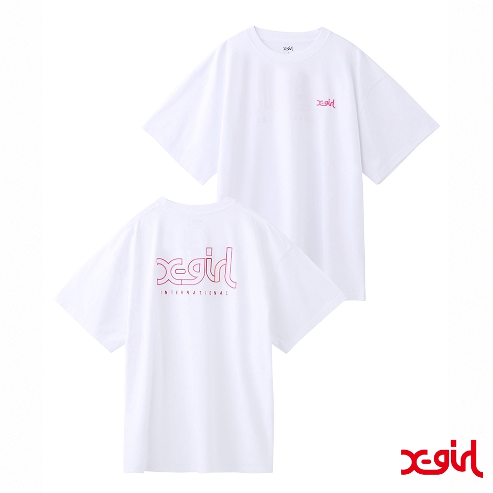 X-girl EMBROIDERY MILLS LOGO S/S MENS TEE短袖T恤-白