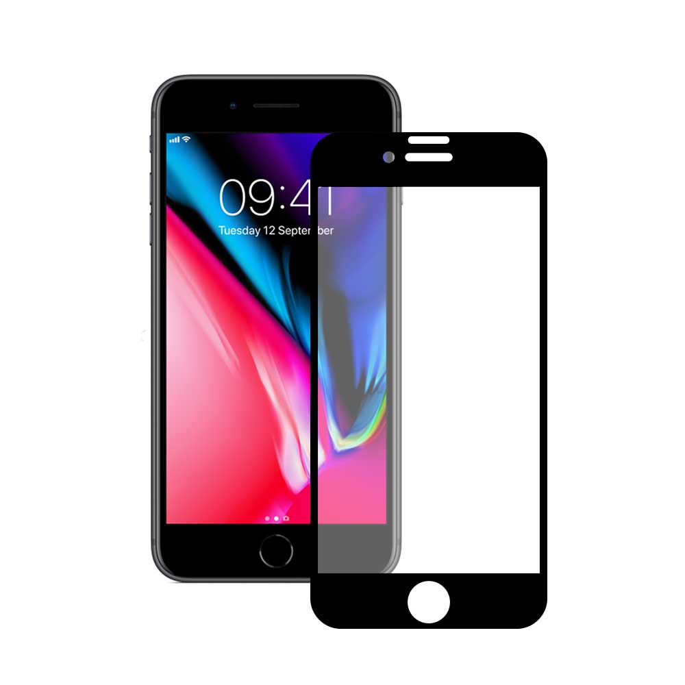 TEKQ iPhone7/8/SE2 康寧3D滿版9H鋼化玻璃4.7吋螢幕保護貼-黑