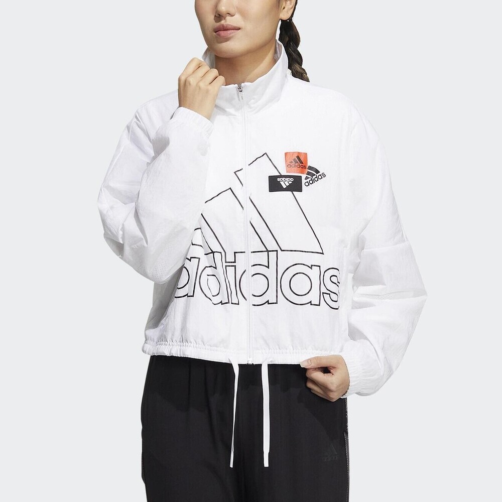 Adidas BRD WV JKT AGU [HM5289] 女 短版 外套 運動 休閒 訓練 亞洲版 立領 穿搭 白黑