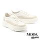 休閒鞋 MODA MODAY 日常拼色異材質綁帶厚底休閒鞋－白 product thumbnail 1