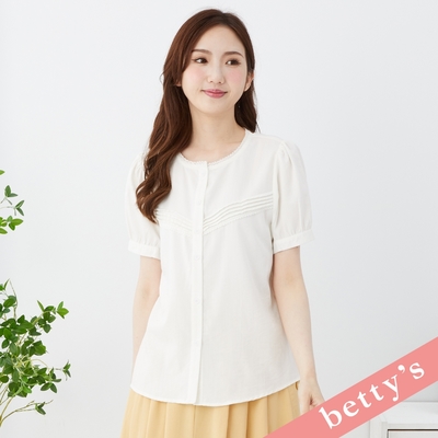 betty’s貝蒂思 古錐蕾絲領壓褶澎袖襯衫(白色)