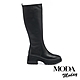 長靴 MODA MODAY 簡約俐落全真皮水台粗高跟長靴－黑 product thumbnail 1