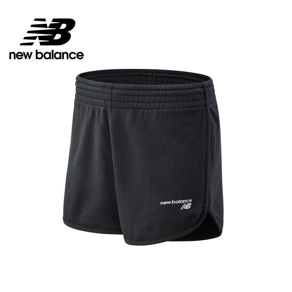 【New Balance】SPORT系列 左腳品牌字樣棉短褲_女性_黑色_WS03801BK