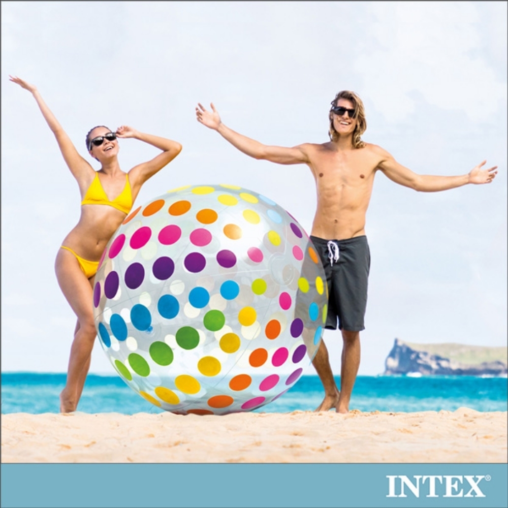 INTEX 普普風超巨大充氣沙灘球-直徑130cm(58097)