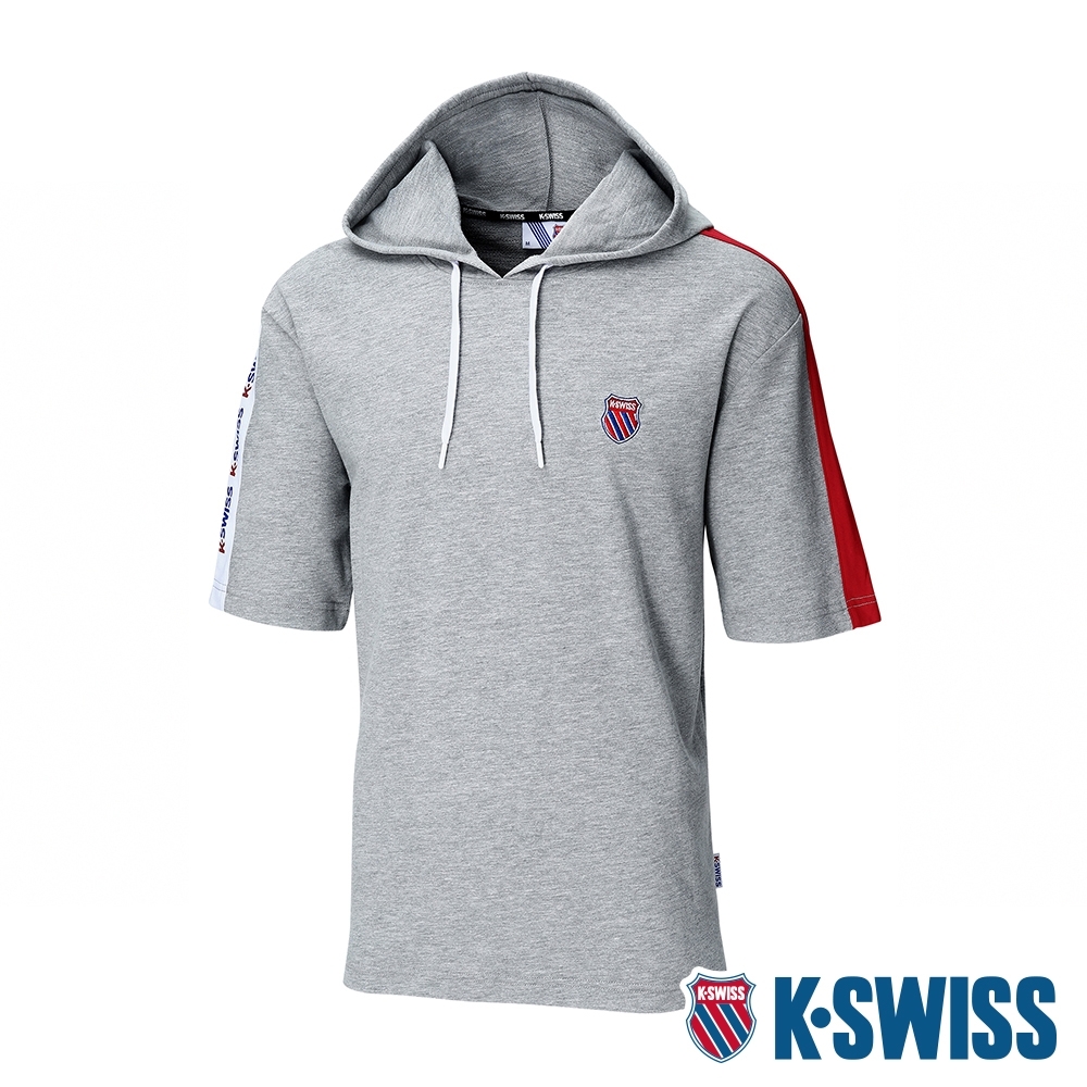 K-SWISS Loose Fit Hoodie短袖連帽上衣-男-灰