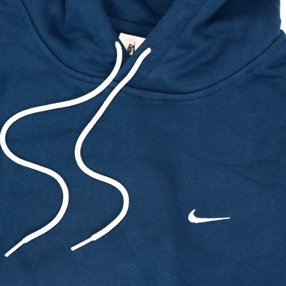 Nike 長袖上衣Solo Swoosh Fleece Hoodie 男款深藍內刷毛連帽帽T 小勾