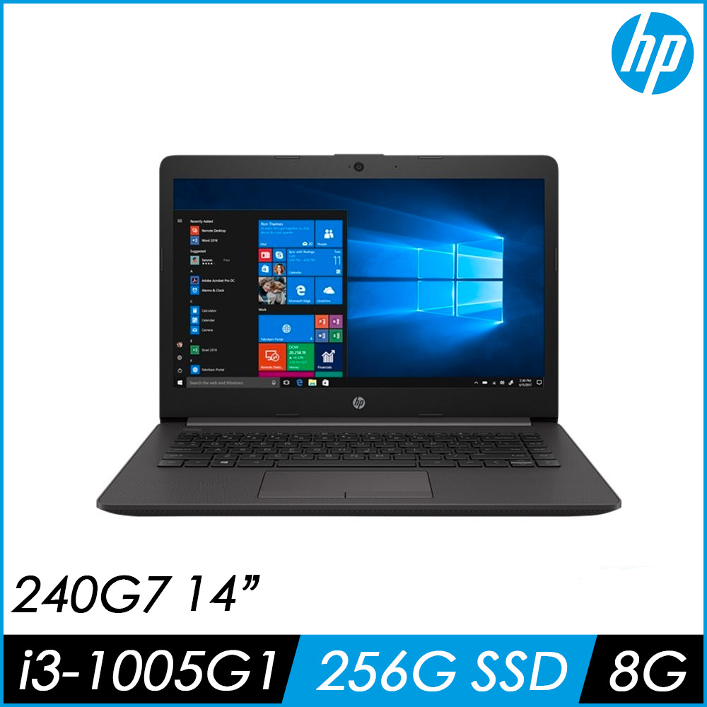 HP惠普 240 G7 14吋商用筆電(i3-1005G1/8G/256G SSD/W10/13K13PA)文書筆電