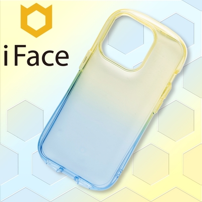 日本 iFace iPhone 14 Pro Look in Clear Lolly 抗衝擊透色糖果保護殼 - 藍寶檸檬色