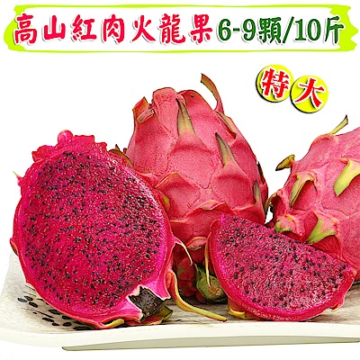 【愛蜜果】南投高山紅肉火龍果6-9入原裝箱 (約10斤/箱)