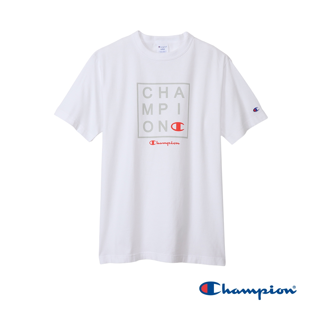 Champion-印花圖騰短袖T恤-男(白色)