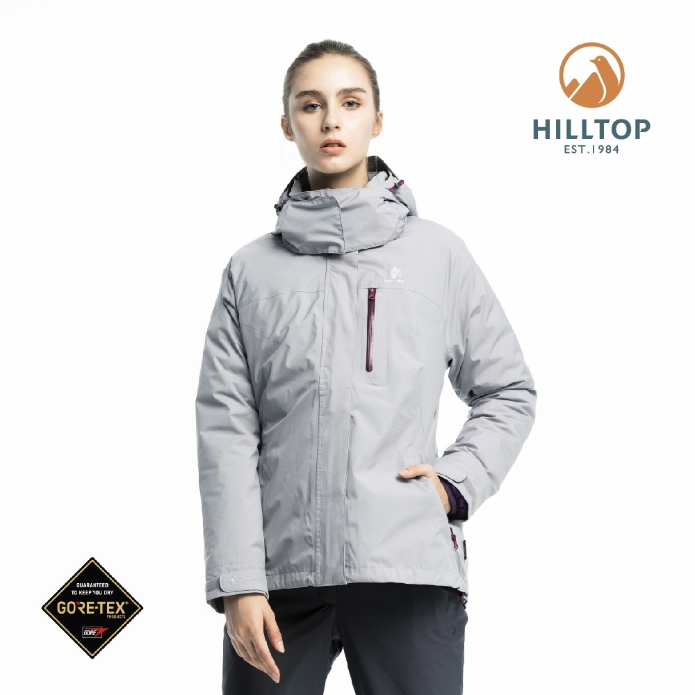 【hilltop山頂鳥】女款GORE-TEX二合一羽絨短大衣F22F02凍雨灰