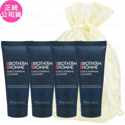 BIOTHERM 碧兒泉 男仕極量深層潔面霜(40ml)*4旅行袋組(公司貨)