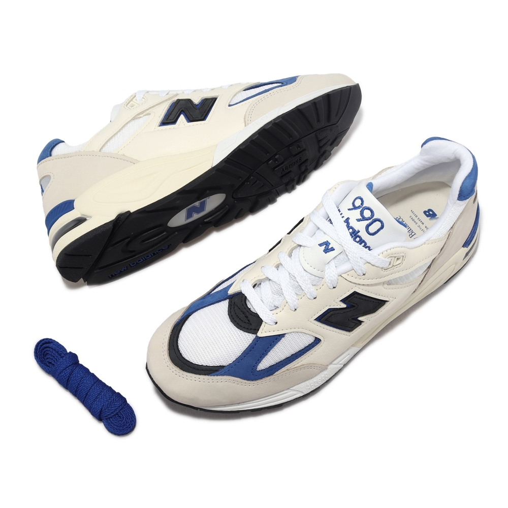 New Balance 休閒鞋990 V2 米白藍黑男鞋美製復古經典麂皮NB M990WB2-D