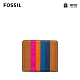 FOSSIL LOGAN  真皮多彩線條RFID拉鍊短夾-棕色 SL6328875 product thumbnail 1