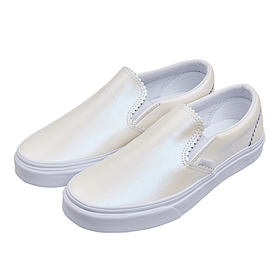 (女)VANS Classic Slip-On 炫光側邊鬆緊懶人鞋*米白VN0A38F7VMG