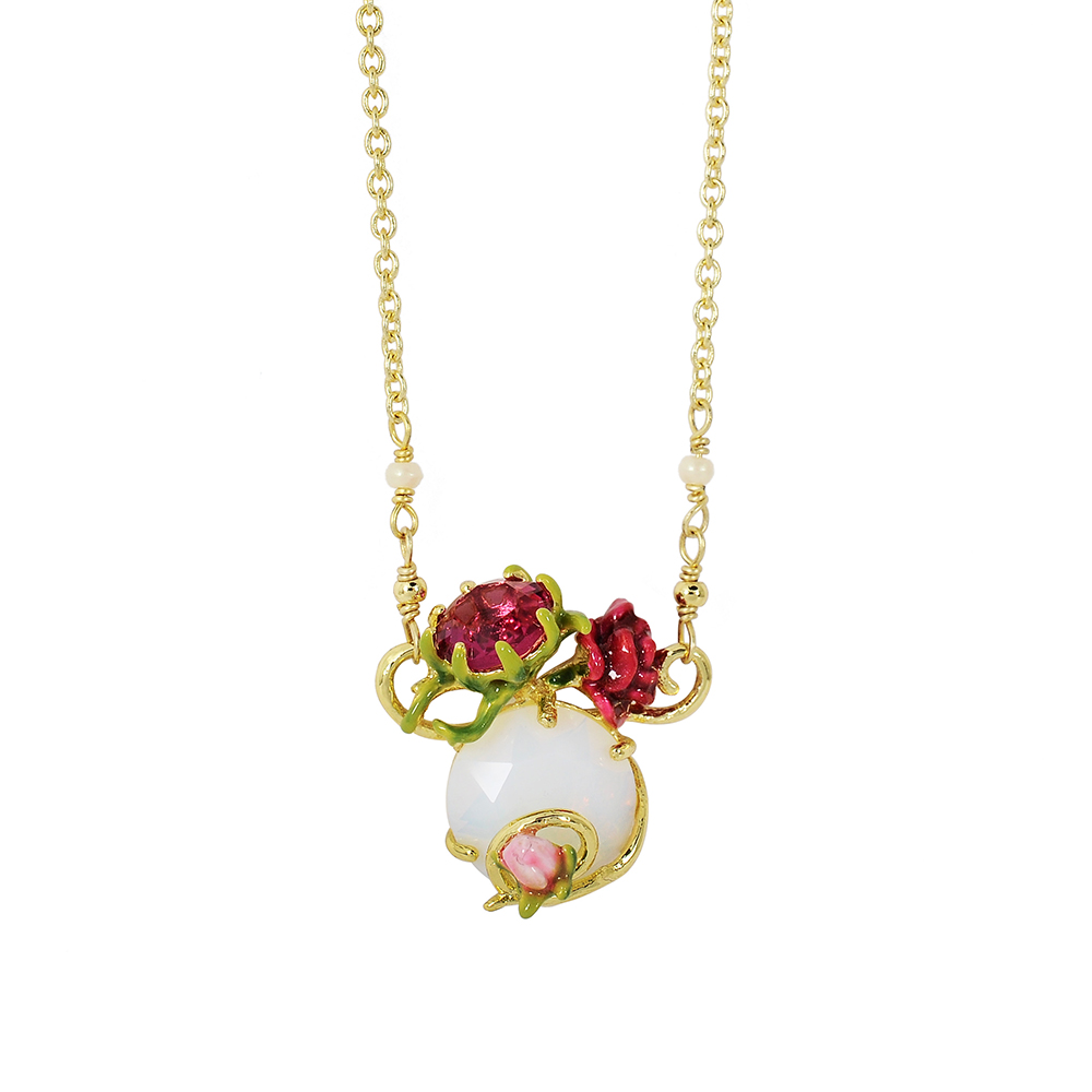 Les Nereides 花卉系列 凡爾賽玫瑰寶石項鍊
