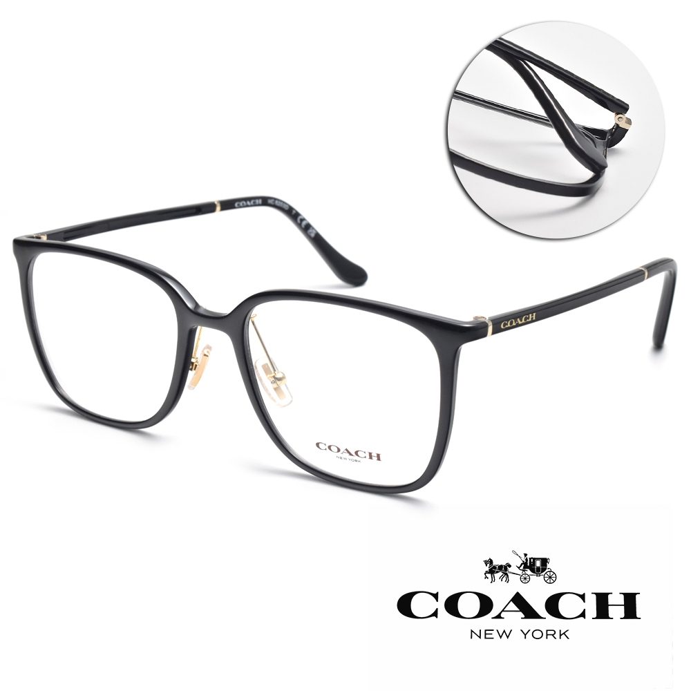 COACH 膠框大方框光學眼鏡/黑#HC6203D 5002