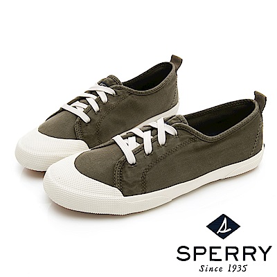 SPERRY 時尚簡約低筒帆布鞋(女)-橄欖綠