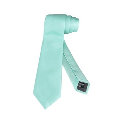 EMPORIO ARMANI 銀字刺繡LOGO簡約設計真絲領帶(寬版/淡蒼綠)
