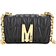 MOSCHINO M字衍縫牛皮迷你翻蓋斜背包(黑色) product thumbnail 1