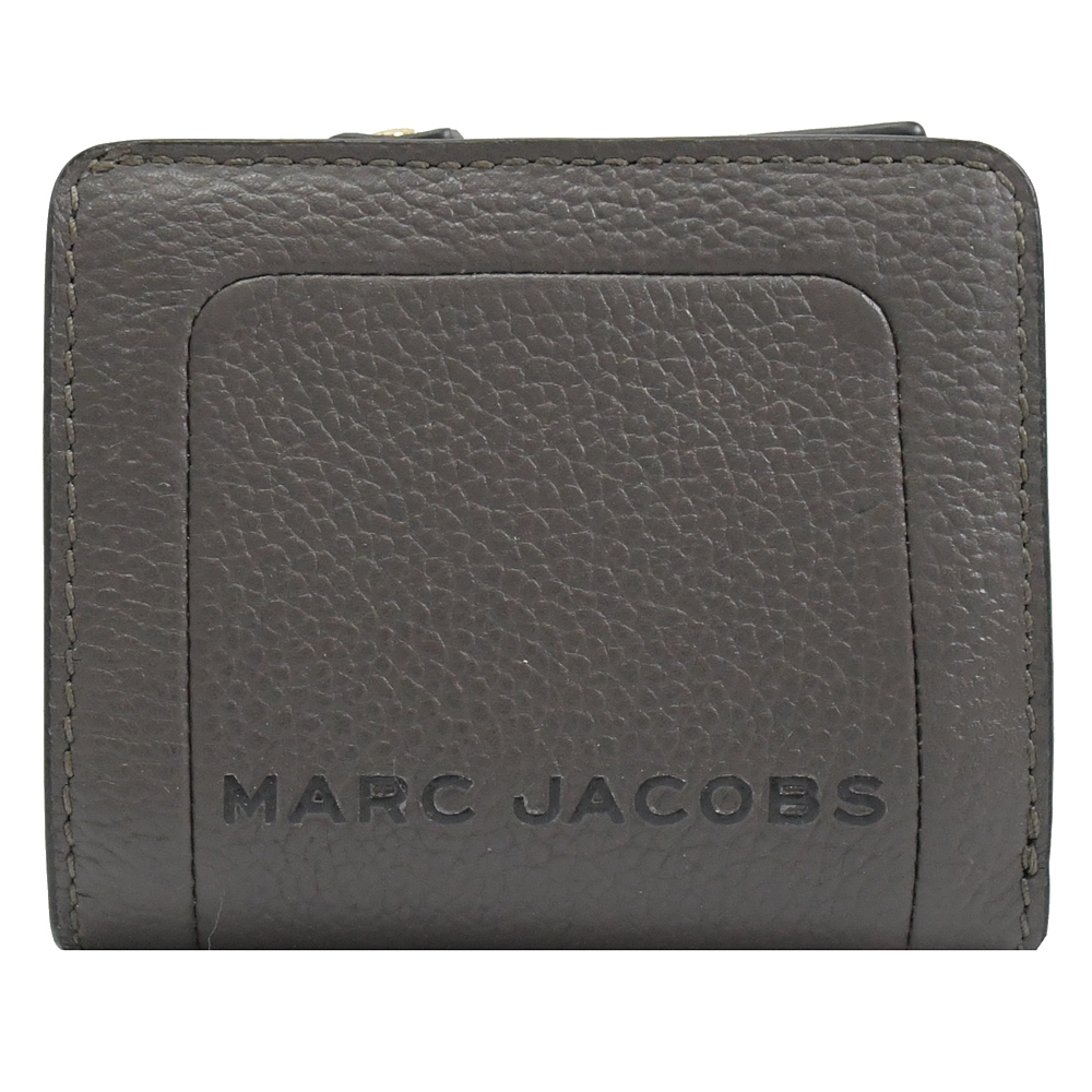 MARC JACOBS 經典LOGO荔枝牛皮釦式零錢短夾(鐵灰)