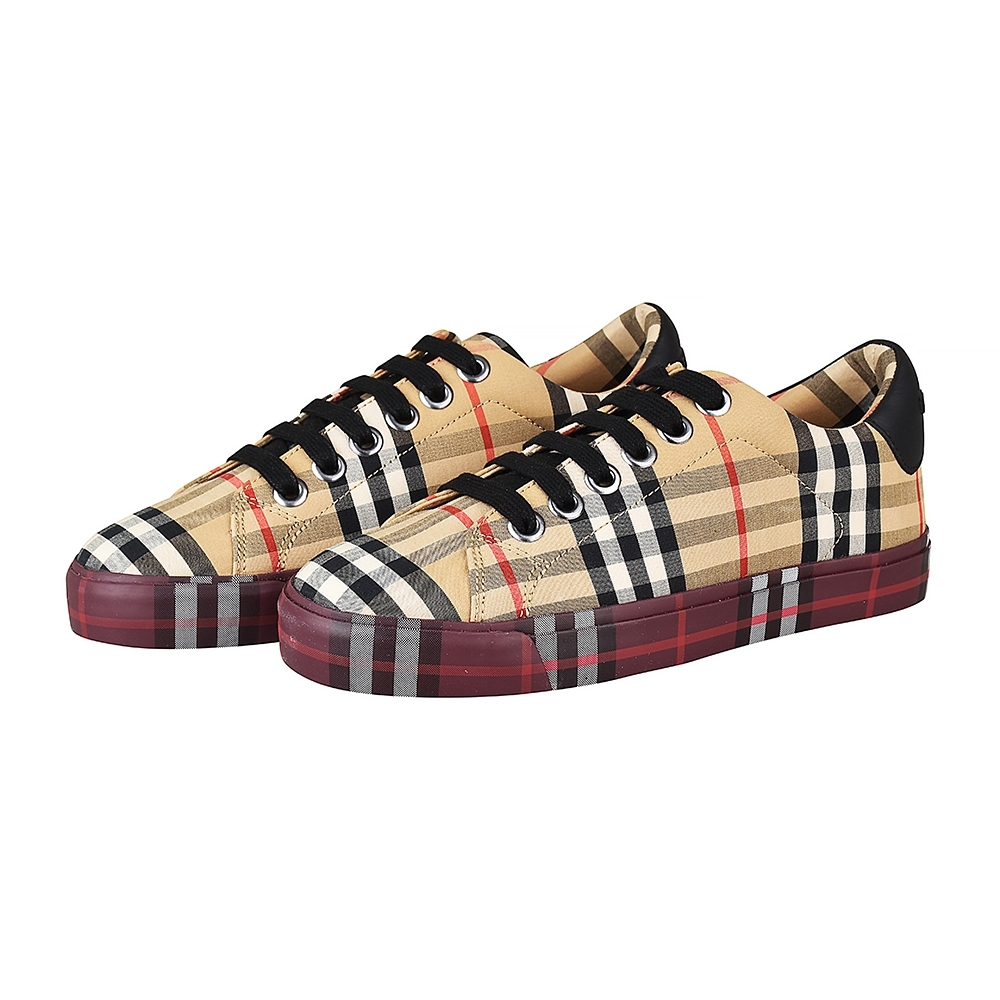 BURBERRY黑字LOGO格紋帆布運動鞋(米) | 精品服飾/鞋子| Yahoo奇摩購物中心