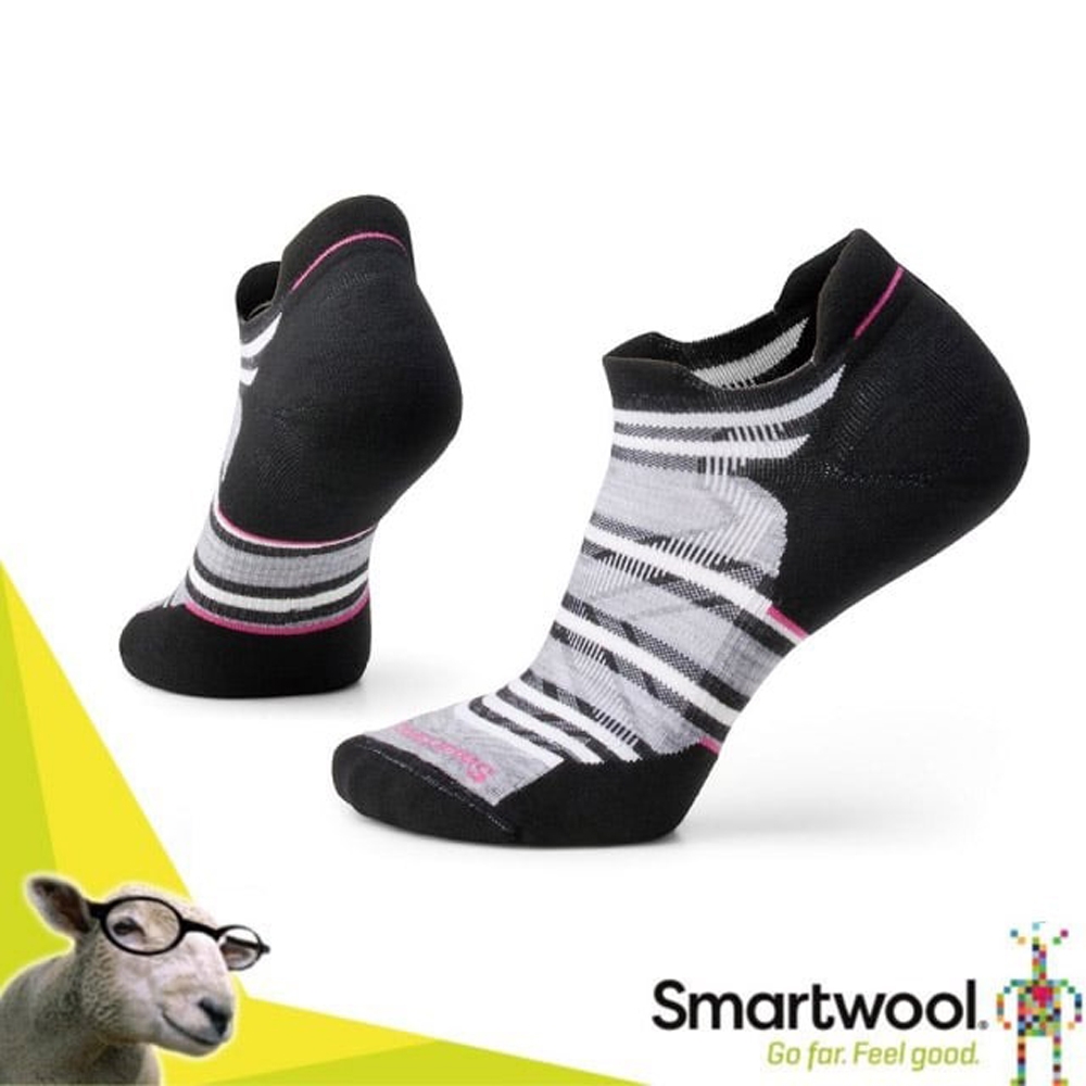 【SmartWool】女 機能跑步局部輕量減震印花踝襪.機能襪(2雙入)_SW001672-001 黑色