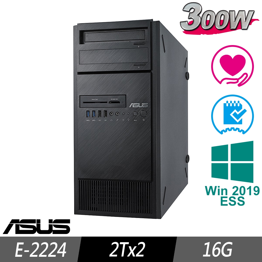 (不斷電系統組) ASUS TS100-E10 伺服器 E-2224/16G/2TBx2/2019ESS