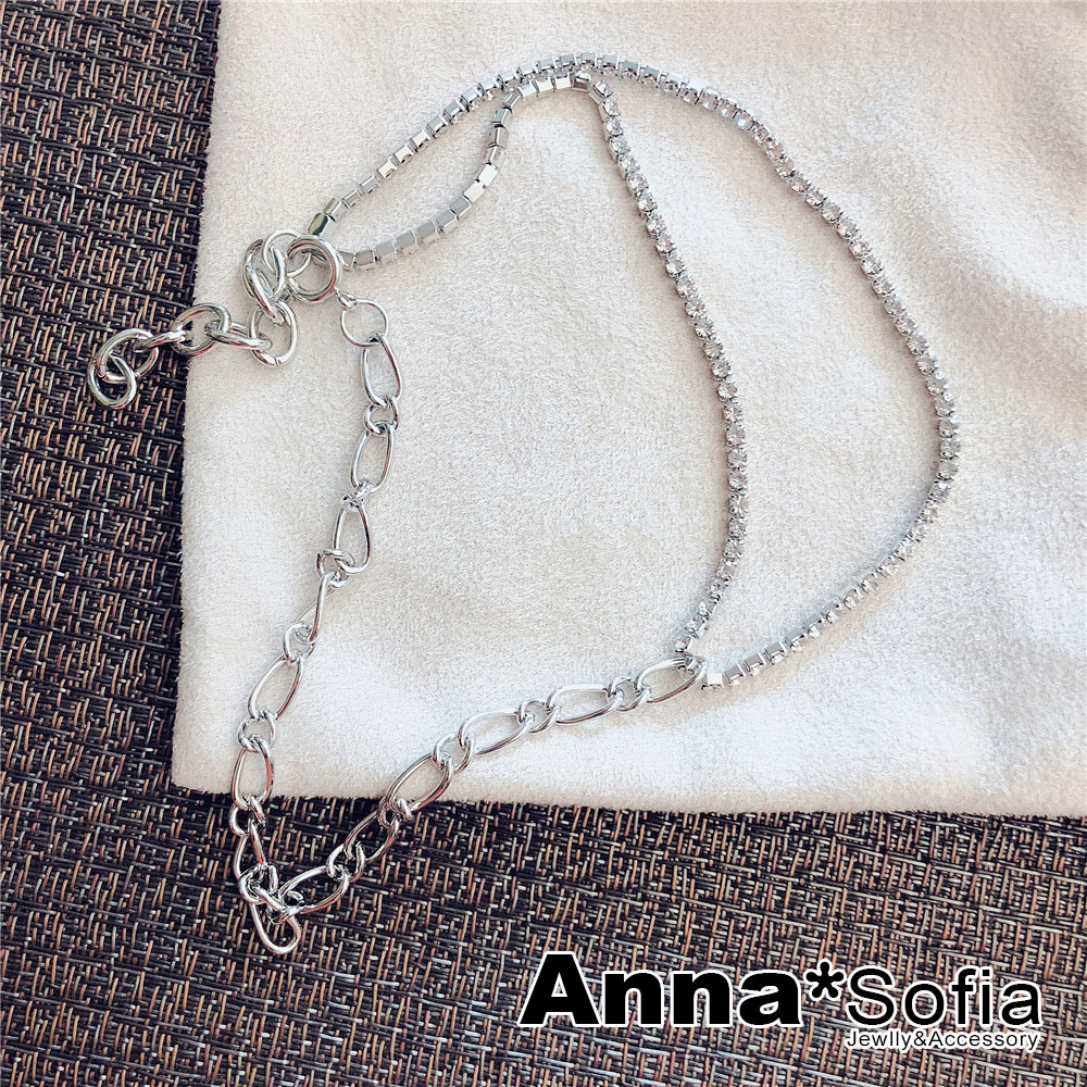 AnnaSofia 歐美鑽條繞鍊 項鍊鎖骨鍊頸鍊CHOKER(銀系)