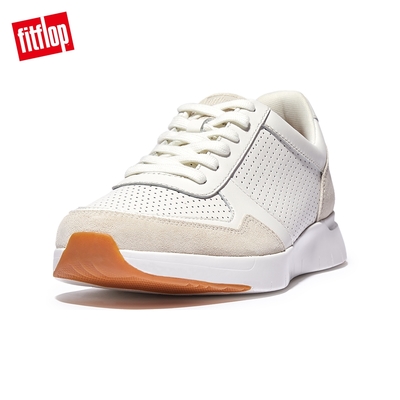 【FitFlop】ANATOMIFLEX MENS LEATHER-MIX SNEAKERS 運動風繫帶休閒鞋-男(都會白)