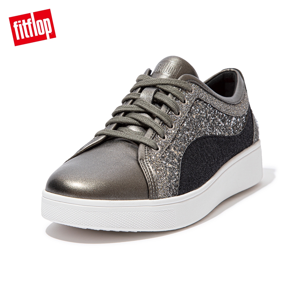 【FitFlop】RALLY OMBRE GLITTER SNEAKERS 運動風繫帶休閒鞋-女(錫灰色)