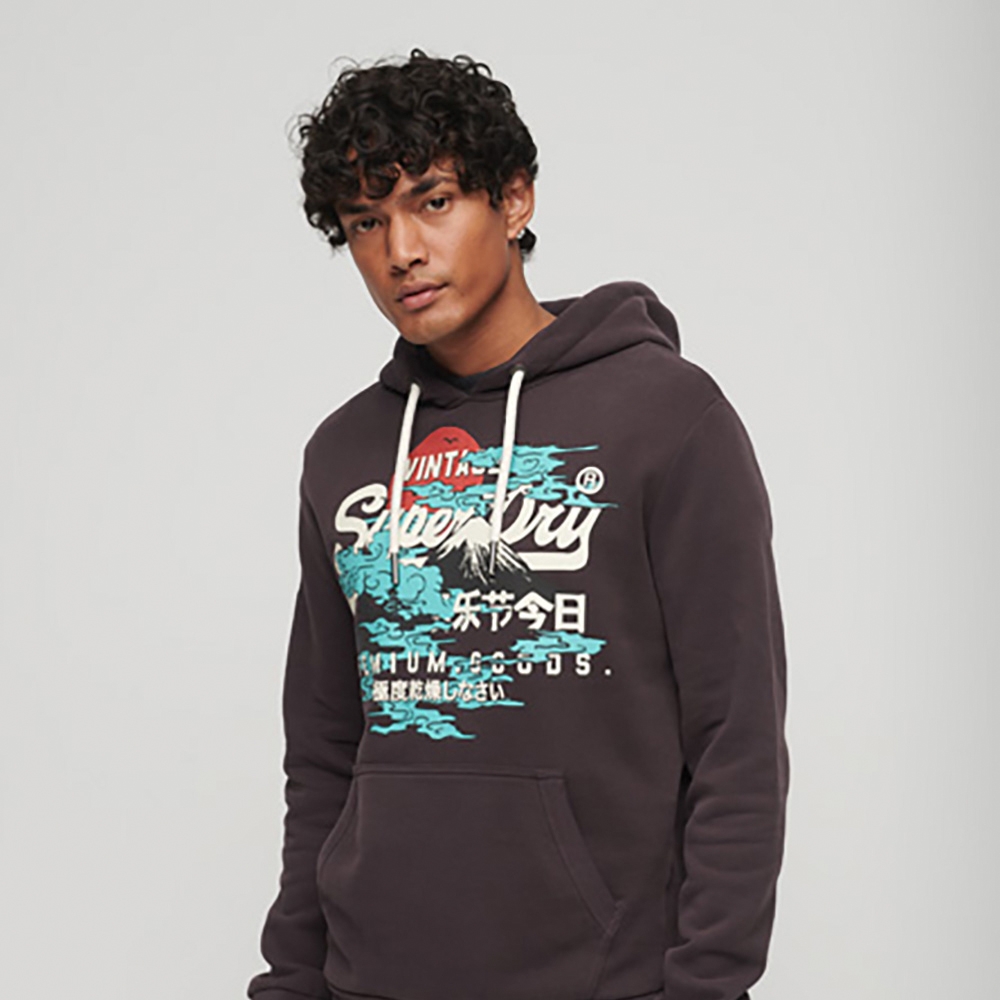 SUPERDRY 男裝 長袖 帽T 連帽套頭衫 Japanese VL Hoodie 黑