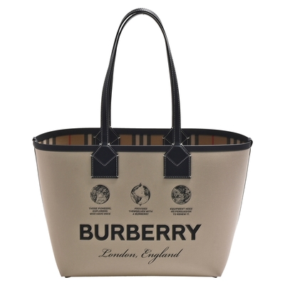 BURBERRY 經典London系列雙面肩背托特包(小-棕色)