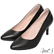 Ann’S舒適療癒系-V型美腿綿羊皮尖頭跟鞋-黑 product thumbnail 1