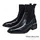 Tino Bellini 義大利進口結構拼接牛皮MIX彈力布低跟短靴 _ 黑 product thumbnail 1
