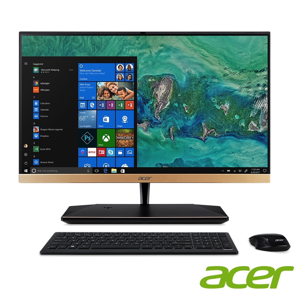 Acer S24-880 八代i7四核無邊框液晶電腦(i7-8550U/16G/1T/Win10h)AIO桌上型電腦