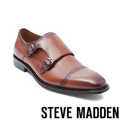 STEVE MADDEN-MADDER 真皮男士美式雙扣式紳士鞋-咖啡
