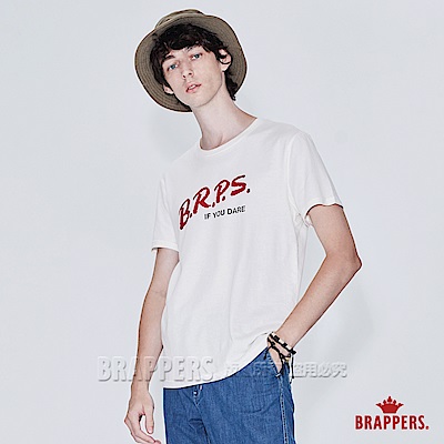 BRAPPERS BRPS字體印花基本短袖TEE-男女適穿-米白