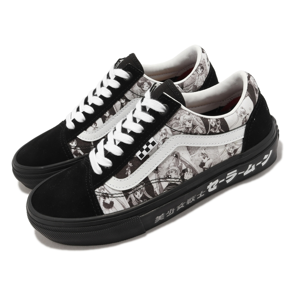 Vans 休閒鞋 Skate Old Skool 男女鞋 白 黑 滑板鞋 美少女戰士 聯名款 麂皮 帆布 VN0005W0BKA