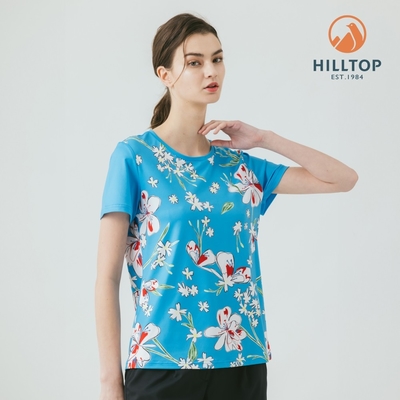 HILLTOP山頂鳥 ZISOFIT抗菌吸濕快乾涼感抗UV彈性印花T恤 女款 藍｜PS04XFM5ECEZ